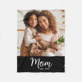 Couverture Polaire Mom Established Date White Script on Black Photo
