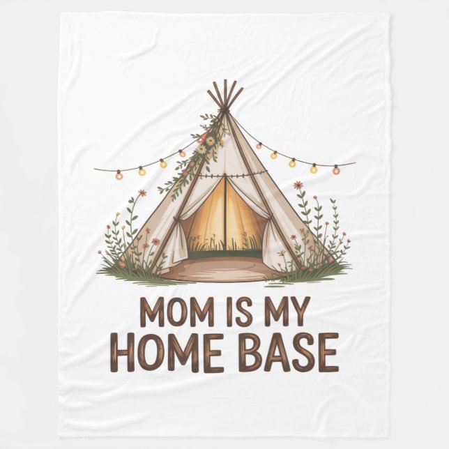 Couverture Polaire Mom Is My Home Base (Devant)