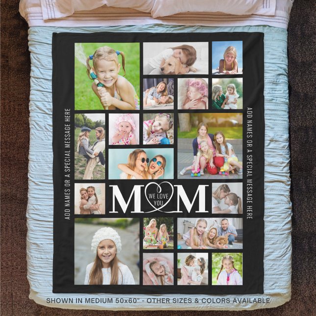 Couverture Polaire MOM NOUS VOUS AIMONS 19 Photo Collage Personnalisé (Créateur téléchargé)
