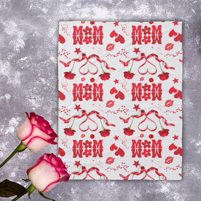 Couverture Polaire MOM/WOW : Une lettre d'amour en rouge sur gris | (Créateur téléchargé)