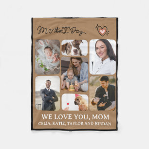 Couverture Polaire Mommy Memories : 7-Photo Personnalisée Fleece Blan