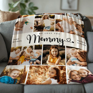 Couverture Polaire Mommy We Love you Hearts Modern Photo Collage