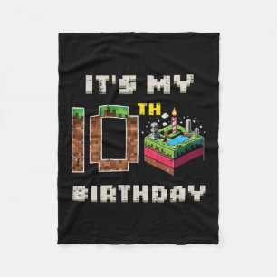 Couverture Polaire Mon jeu pixel de 10 ans d'anniversaire 10 Gâteau G