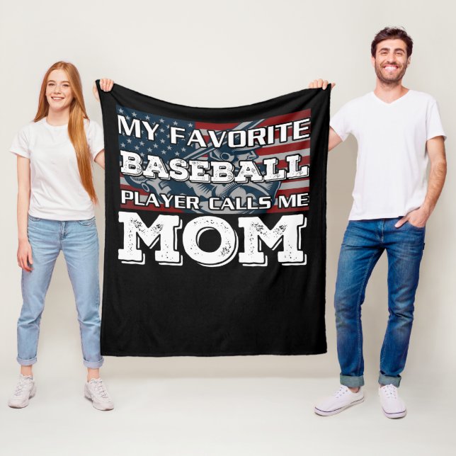 Couverture Polaire Mon joueur favori de baseball m'appelle maman (En situation)