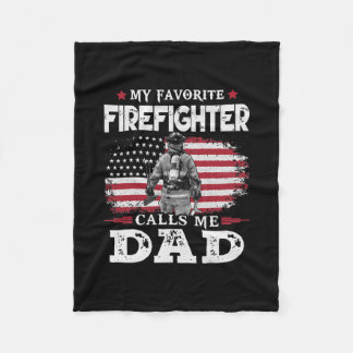 Couverture Polaire Mon pompier favori m'appelle Papa USA Drapeau
