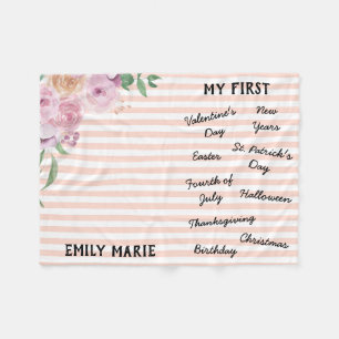 Couverture Polaire "Mon premier" Jalon de vacances Blanche bébé