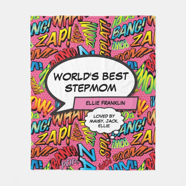 Couverture Polaire Mondes Meilleur StepMom Fun Girly Rose (Devant)