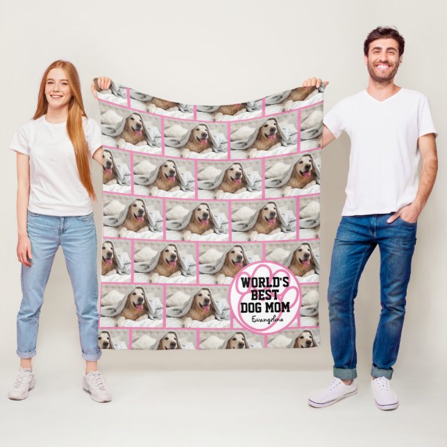 Couverture Polaire Mondes personnalisés Best Dog Mom Photo (En situation)