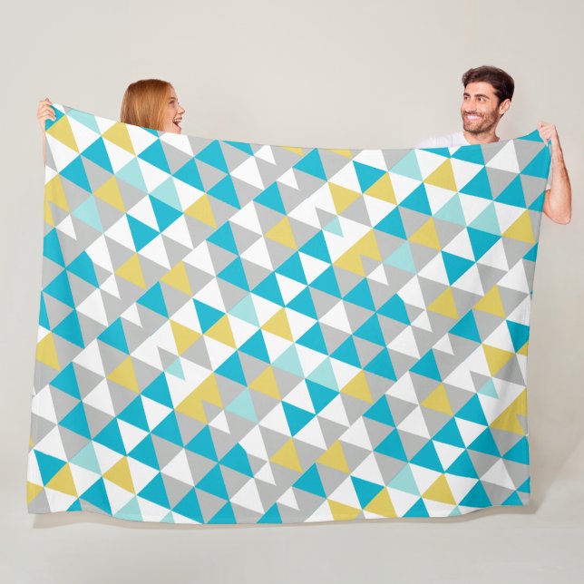 Couverture Polaire Monnaie moderne gris jaune Abstrait Motif triangle (En situation)