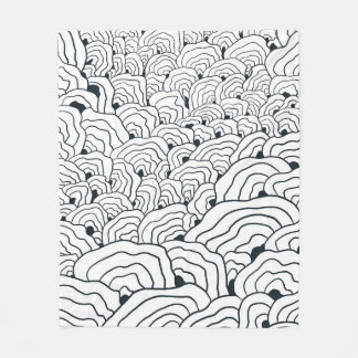 Couverture Polaire Monochrome Wave Pattern, Modern Abstract Line Art
