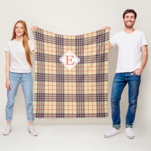 Couverture Polaire Monogram, élégant clan écossais beige plaid tartan