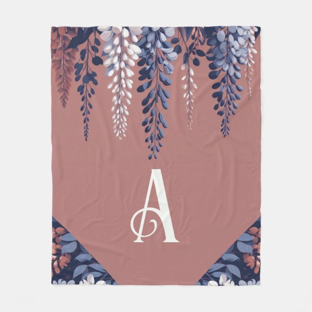 Couverture Polaire Monogram Marine Rose Wisteria Élégance (Devant)