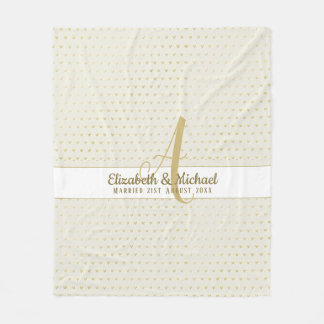 Couverture Polaire Monogram Newlyweds Mariage Gold Elegant Gift Fleec
