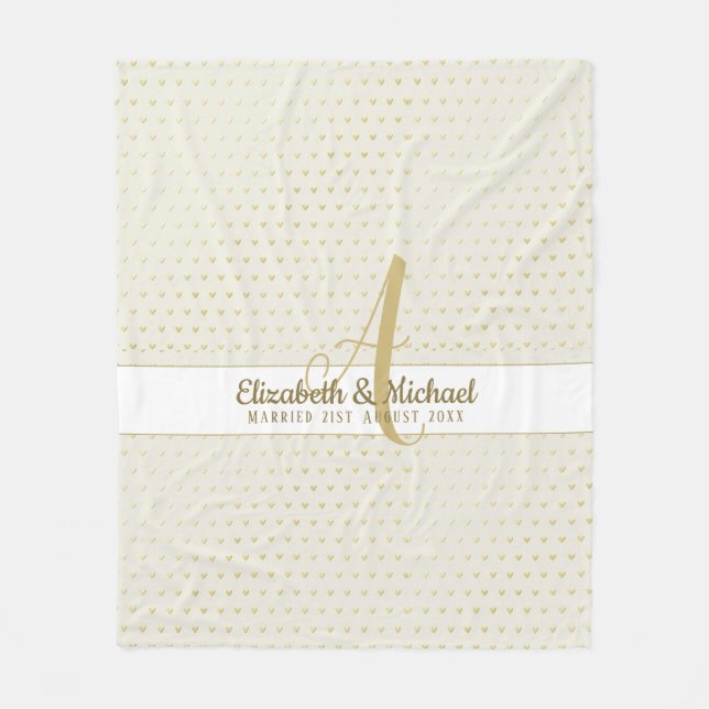 Couverture Polaire Monogram Newlyweds Mariage Gold Elegant Gift Fleec (Devant)