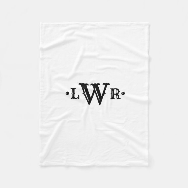 Couverture Polaire Monogramme à trois lettres personnalisé Élégant no (Devant)