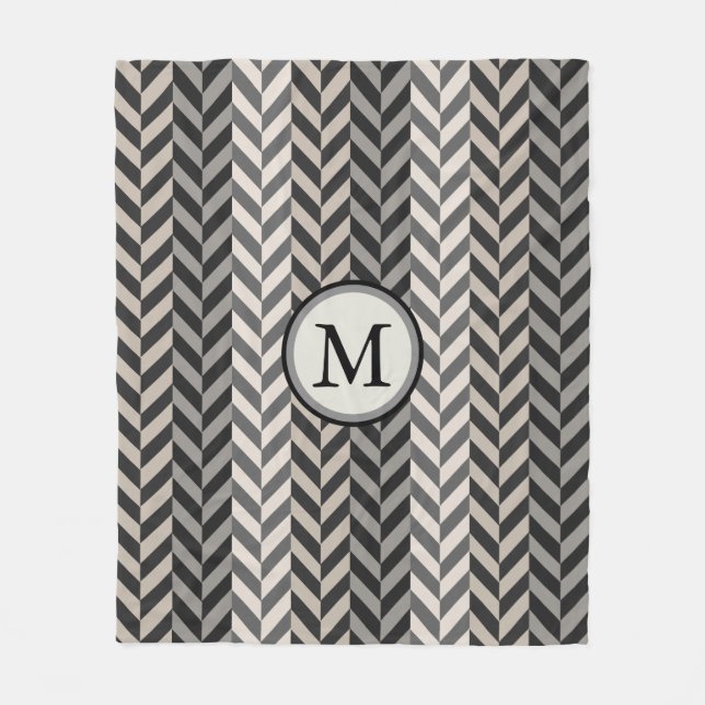 Couverture Polaire Monogramme alternatif en arête de poisson gris de (Devant)