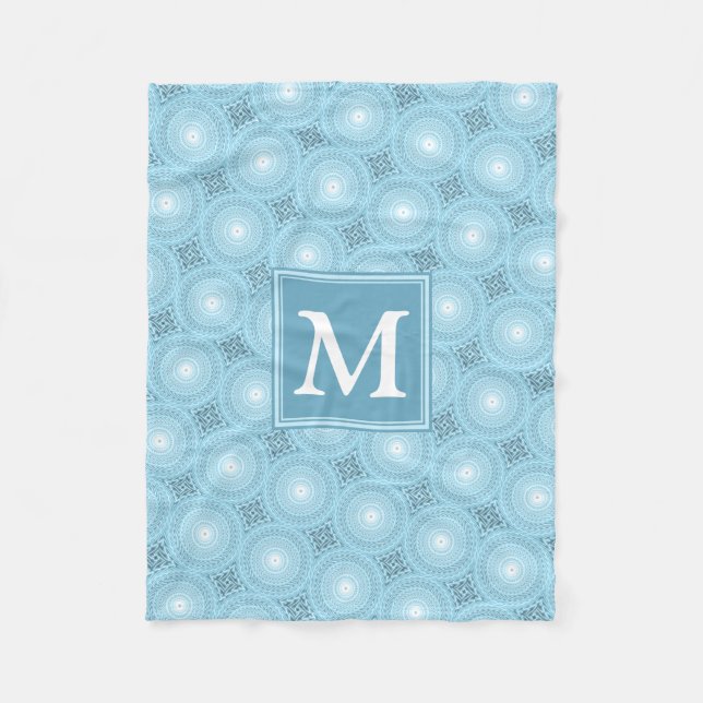Couverture Polaire Monogramme ange bleu cercles motif (Devant)