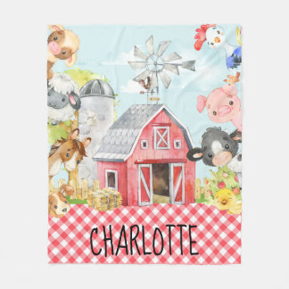 Couverture Polaire Monogramme Animaux de basse-cour de ferme personna