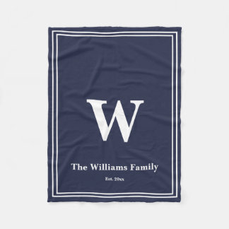 Couverture Polaire Monogramme blanc de nuit simple et nom