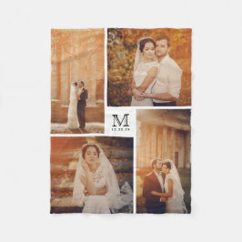 Couverture Polaire Monogramme blanc et noir 4 Mariage photo Collage