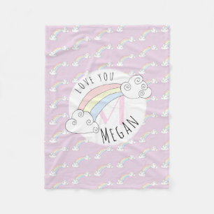 Couverture Polaire Monogramme caché de la fille Doodle Nom de l'arc-