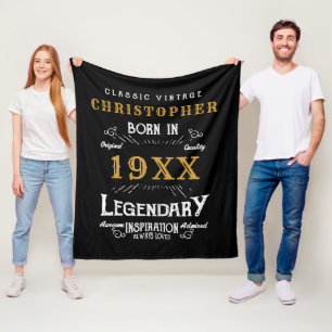 Couverture Polaire Monogramme d'anniversaire personnalisé Père légend