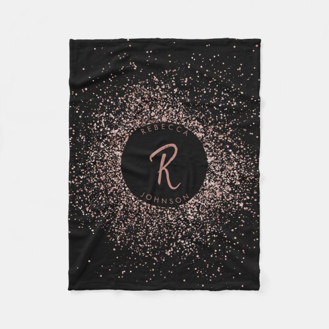 Couverture Polaire Monogramme de cadre de Parties scintillant rose ro (Devant)