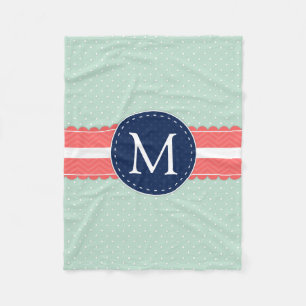 Couverture Polaire Monogramme de corail en bon état de bleu marine de