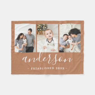 Couverture Polaire Monogramme de famille moderne 3 Collage photo