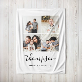 Couverture Polaire Monogramme de famille moderne Instagram Photo Coll