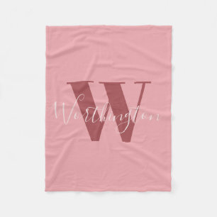Couverture Polaire Monogramme de fille et nom rose roux