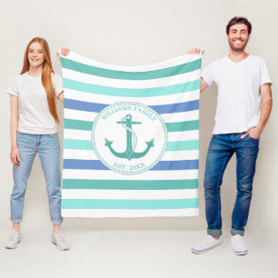 Couverture Polaire Monogramme de la famille des bandes de Ancres mari