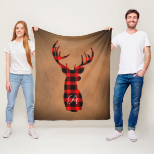 Couverture Polaire Monogramme de Plaid Russe Deer Buffalo