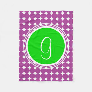 Couverture Polaire Monogramme de point Polka vert et violet