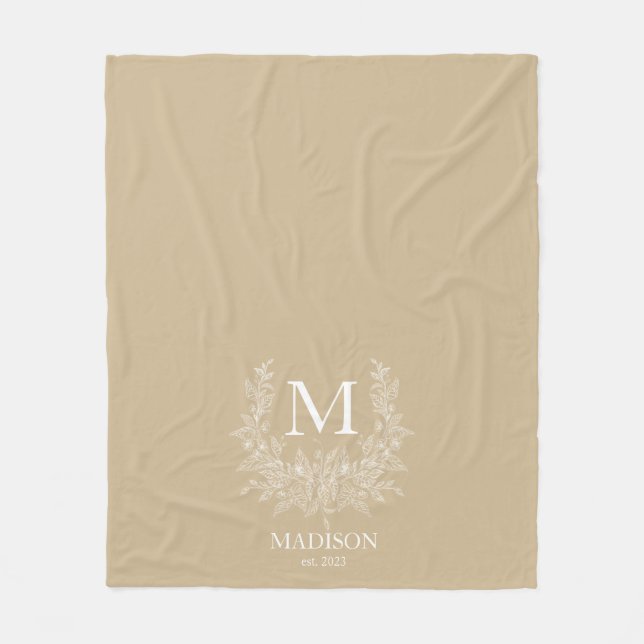 Couverture Polaire Monogramme de vacances rustique moderne Tanné (Devant)