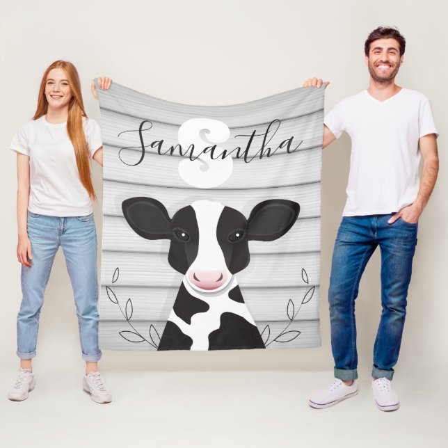 Couverture Polaire Monogramme de vache Bois Animal Rustique (En situation)