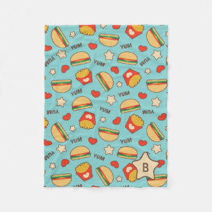 Couverture Polaire Monogramme d'hamburgers et de fritures