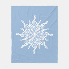 Couverture Polaire Monogramme d'ornement bleu d'hiver G-Clef Snowflak