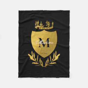 Couverture Polaire Monogramme du bouclier royal noir et or