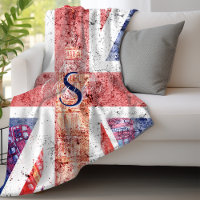 Monogramme du drapeau Union Jack vintage en détres
