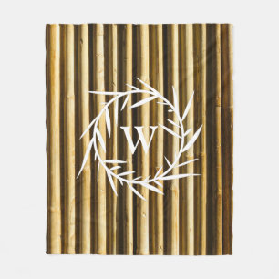 Couverture Polaire Monogramme en bambou rustique Lignes verticales Mo