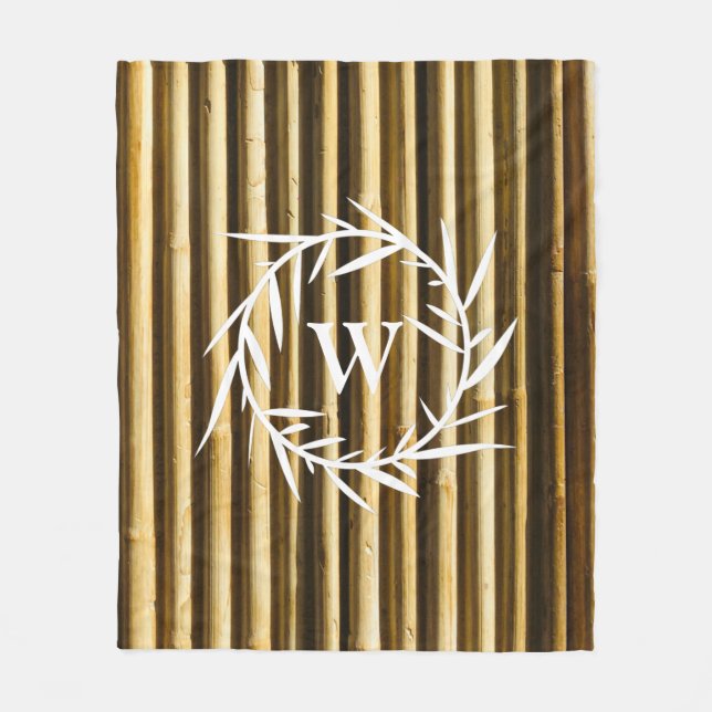 Couverture Polaire Monogramme en bambou rustique Lignes verticales Mo (Devant)