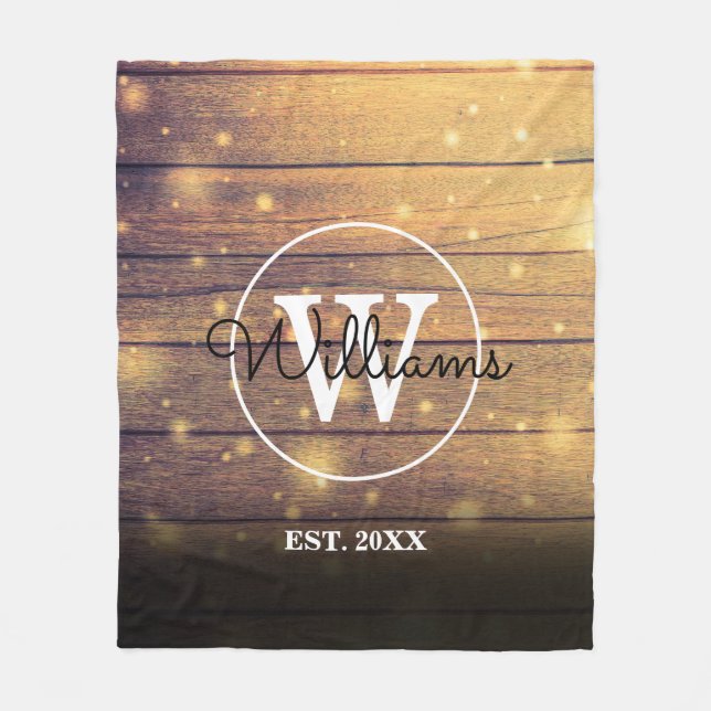 Couverture Polaire Monogramme en Bois Rustique (Devant)