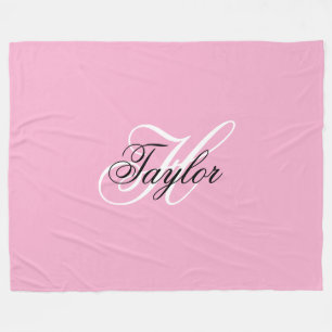 Couverture Polaire Monogramme fantaisie noir et blanc Rose