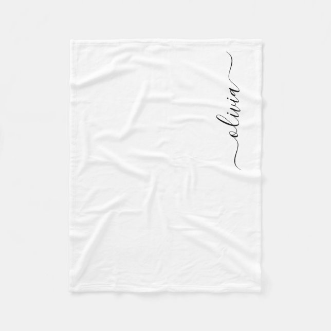 Couverture Polaire Monogramme Féminin Moderne Noir (Devant)