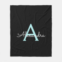 Monogramme Féminin Nom Écriture Bleu Aqua Sarcelle