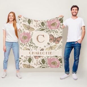 Couverture Polaire Monogramme Floral Botanique de Fleur Sauvage Tenda