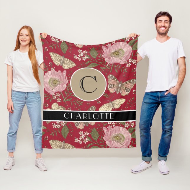 Couverture Polaire Monogramme Floral Botanique de Fleur Sauvage Tenda (En situation)