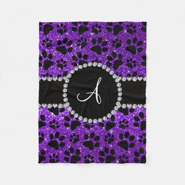 Couverture Polaire Monogramme indigo parties scintillant violet patte (Devant)