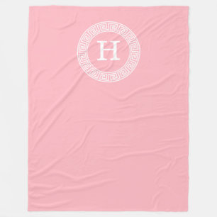Couverture Polaire Monogramme initial du cadre de ligne de clé grecqu